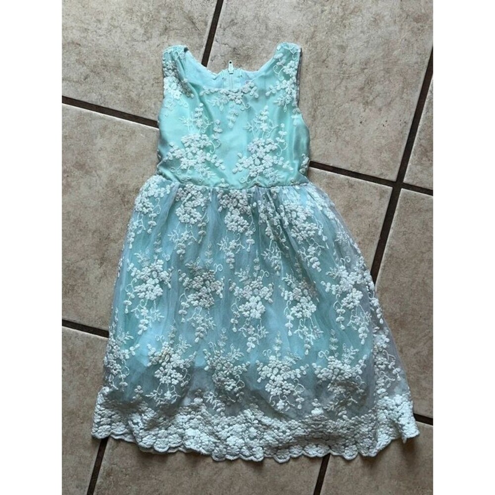 Girls Blue Lace Popatu Dress Size 4